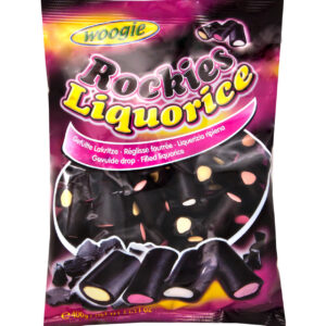 Woogie Dutch Black Licorice and Fruit Rockies, Bagged, Holland