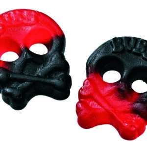 Bubs Godis Mini Raspberry Salty Licorice Skulls from Sweden