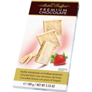 Premium White Chocolate Bar With Strawberry 100g