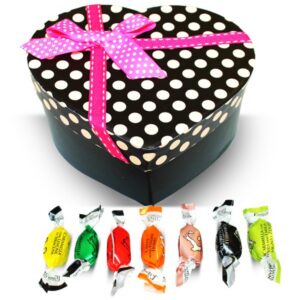 Valentine Italian Filled Candy Assortment Red Polka Dots Heart Box w/Bow